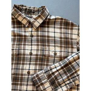 GH Bass Vintage Men's Brown Plaid‎ Workwear Shirt Outdoor Flannel Size Large L